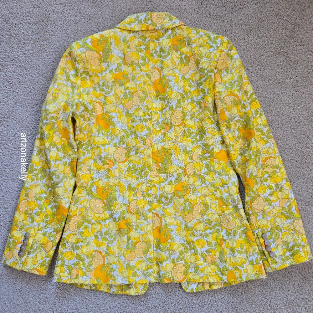 NWOT J. Crew Helena Linen Blazer in Limone Print Size 0 Lemon Citrus FIRM - Picture 6 of 13